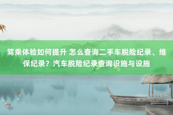 驾乘体验如何提升 怎么查询二手车脱险纪录、维保纪录？汽车脱险纪录查询设施与设施