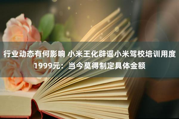 行业动态有何影响 小米王化辟谣小米驾校培训用度1999元：当今莫得制定具体金额