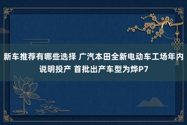 新车推荐有哪些选择 广汽本田全新电动车工场年内说明投产 首批出产车型为烨P7