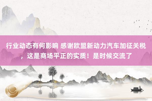 行业动态有何影响 感谢欧盟新动力汽车加征关税，这是商场平正的实质！是时候交流了