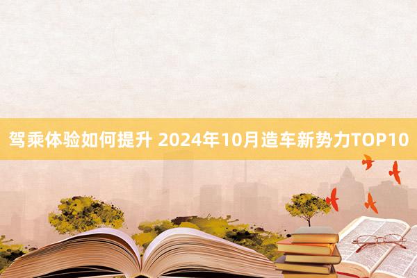 驾乘体验如何提升 2024年10月造车新势力TOP10