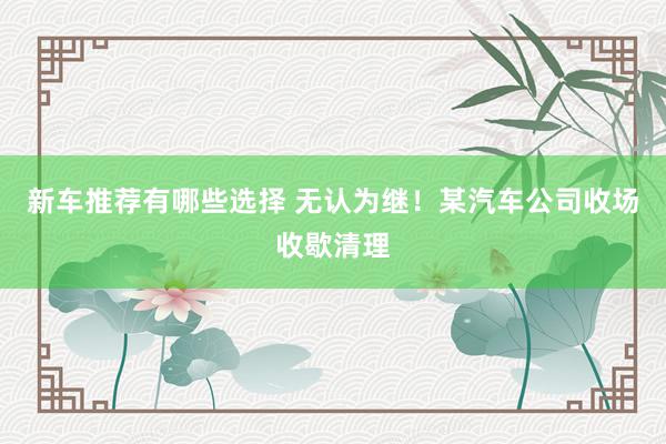 新车推荐有哪些选择 无认为继！某汽车公司收场收歇清理