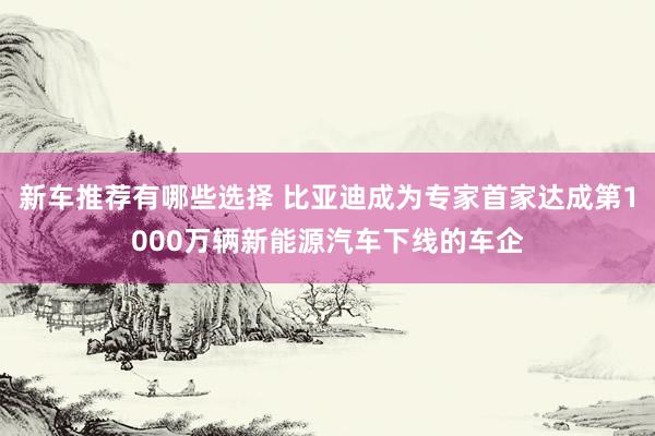 新车推荐有哪些选择 比亚迪成为专家首家达成第1000万辆新能源汽车下线的车企