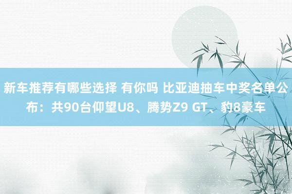 新车推荐有哪些选择 有你吗 比亚迪抽车中奖名单公布：共90台仰望U8、腾势Z9 GT、豹8豪车