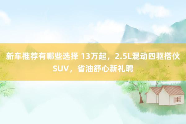 新车推荐有哪些选择 13万起，2.5L混动四驱搭伙SUV，省油舒心新礼聘