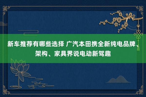 新车推荐有哪些选择 广汽本田携全新纯电品牌、架构、家具界说电动新驾趣