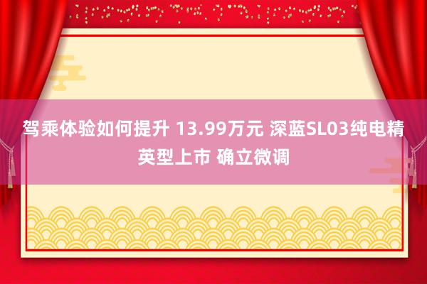 驾乘体验如何提升 13.99万元 深蓝SL03纯电精英型上市 确立微调