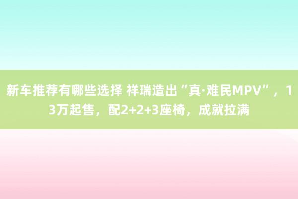 新车推荐有哪些选择 祥瑞造出“真·难民MPV”，13万起售，配2+2+3座椅，成就拉满