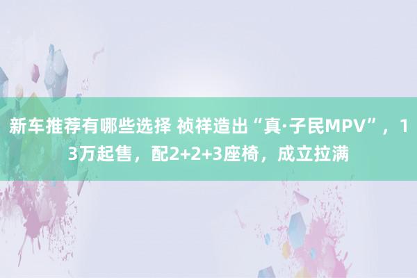 新车推荐有哪些选择 祯祥造出“真·子民MPV”，13万起售，配2+2+3座椅，成立拉满