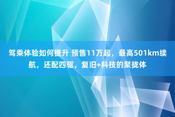 驾乘体验如何提升 预售11万起，最高501km续航，还配四驱，复旧+科技的聚拢体