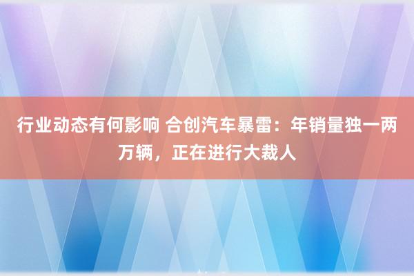 行业动态有何影响 合创汽车暴雷：年销量独一两万辆，正在进行大裁人