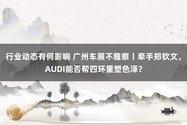 行业动态有何影响 广州车展不雅察丨牵手郑钦文，AUDI能否帮四环重塑色泽？