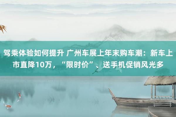 驾乘体验如何提升 广州车展上年末购车潮：新车上市直降10万，“限时价”、送手机促销风光多