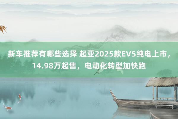 新车推荐有哪些选择 起亚2025款EV5纯电上市，14.98万起售，电动化转型加快跑