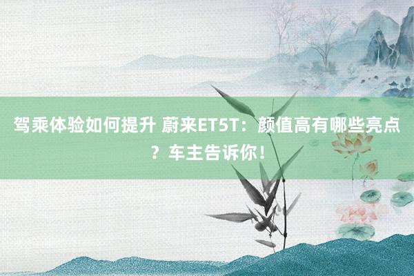 驾乘体验如何提升 蔚来ET5T：颜值高有哪些亮点？车主告诉你！