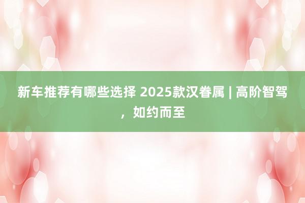 新车推荐有哪些选择 2025款汉眷属 | 高阶智驾，如约而至