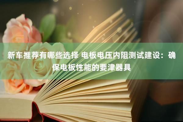 新车推荐有哪些选择 电板电压内阻测试建设：确保电板性能的要津器具