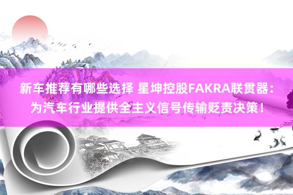 新车推荐有哪些选择 星坤控股FAKRA联贯器：为汽车行业提供全主义信号传输贬责决策！