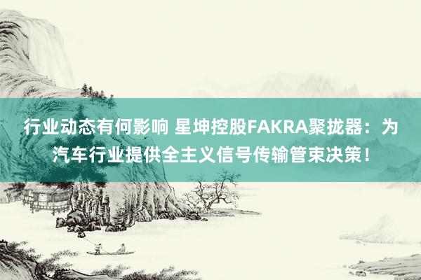 行业动态有何影响 星坤控股FAKRA聚拢器：为汽车行业提供全主义信号传输管束决策！