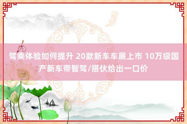 驾乘体验如何提升 20款新车车展上市 10万级国产新车带智驾/搭伙给出一口价