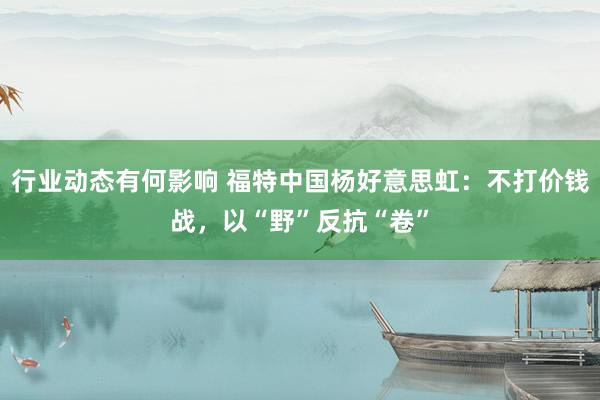 行业动态有何影响 福特中国杨好意思虹：不打价钱战，以“野”反抗“卷”