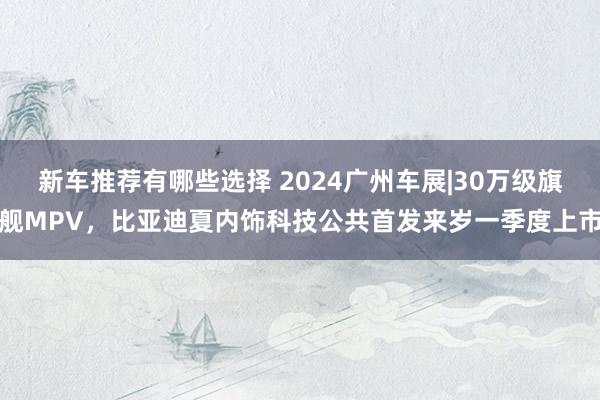 新车推荐有哪些选择 2024广州车展|30万级旗舰MPV，比亚迪夏内饰科技公共首发来岁一季度上市