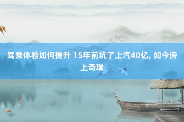 驾乘体验如何提升 15年前坑了上汽40亿, 如今傍上奇瑞