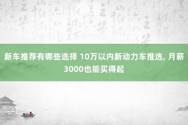 新车推荐有哪些选择 10万以内新动力车推选, 月薪3000也能买得起