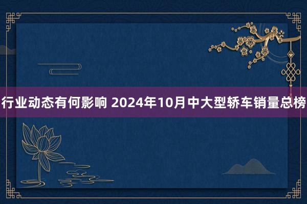 行业动态有何影响 2024年10月中大型轿车销量总榜