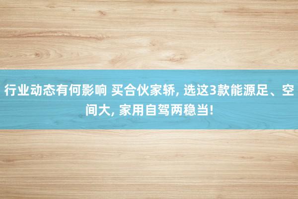 行业动态有何影响 买合伙家轿, 选这3款能源足、空间大, 家用自驾两稳当!