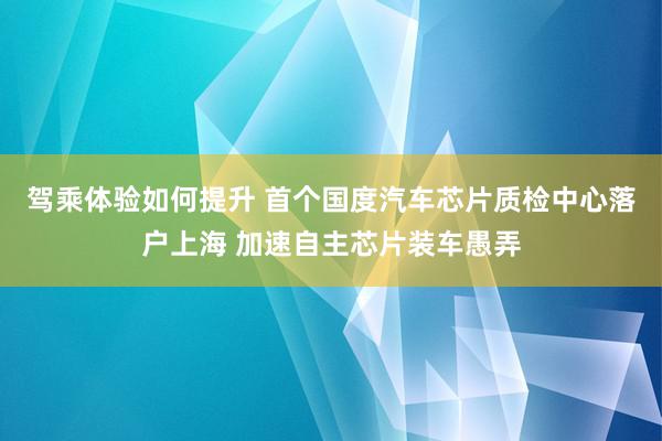 驾乘体验如何提升 首个国度汽车芯片质检中心落户上海 加速自主芯片装车愚弄