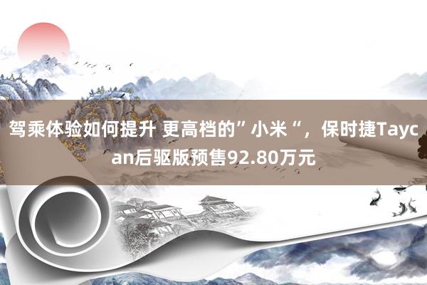 驾乘体验如何提升 更高档的”小米“，保时捷Taycan后驱版预售92.80万元