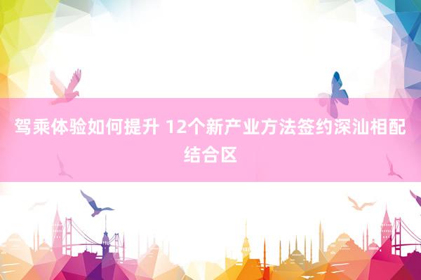 驾乘体验如何提升 12个新产业方法签约深汕相配结合区