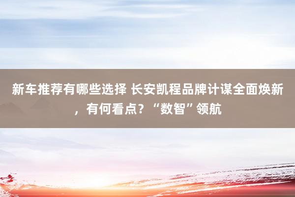 新车推荐有哪些选择 长安凯程品牌计谋全面焕新，有何看点？“数智”领航