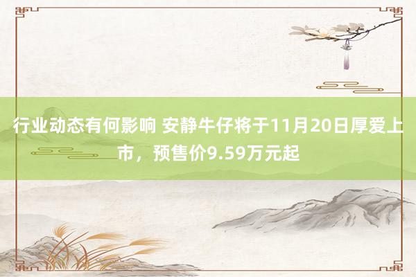 行业动态有何影响 安静牛仔将于11月20日厚爱上市，预售价9.59万元起